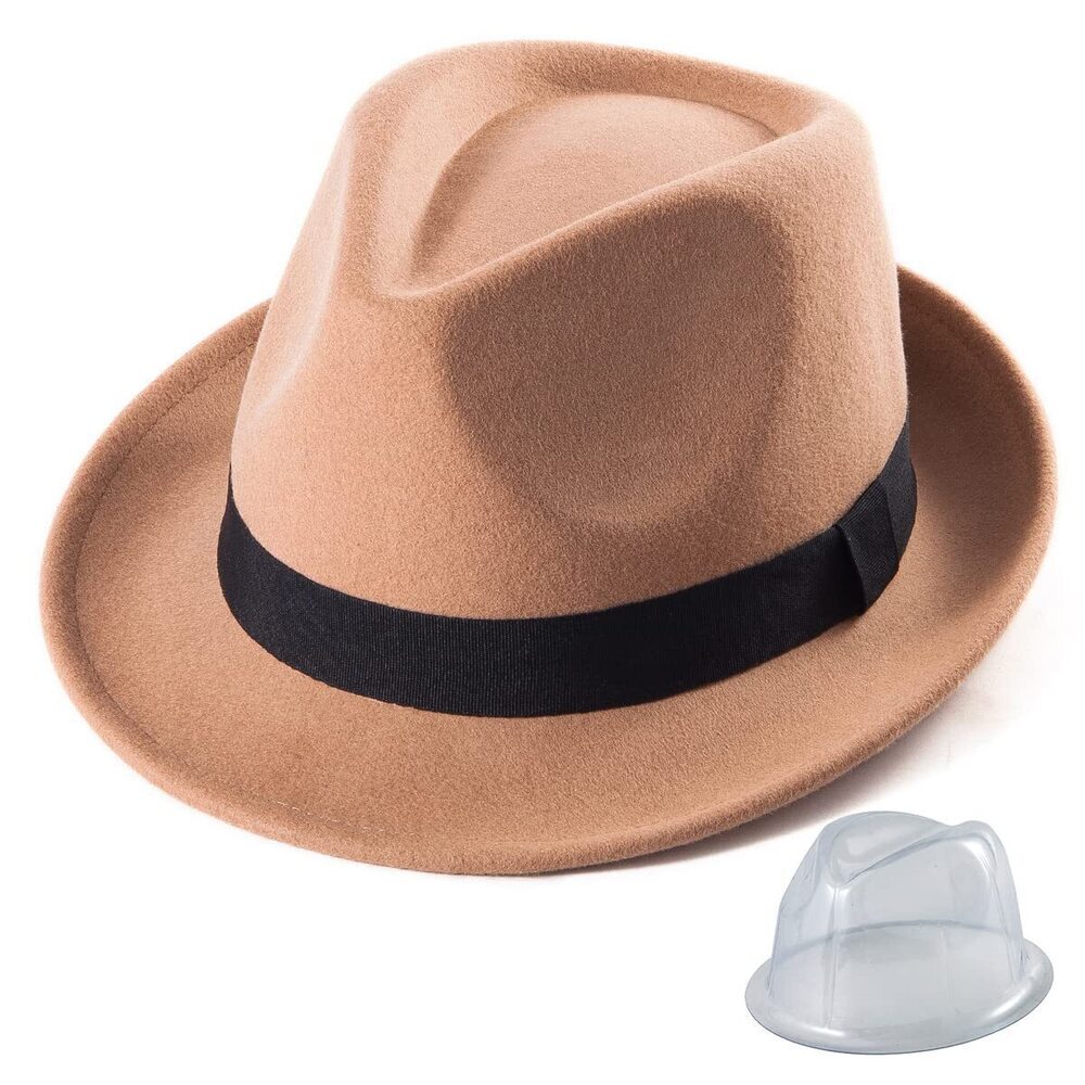 2752 100% Australian Wool Felt Fedora Hats Khaki Trilby Adjustable 7 1/4
